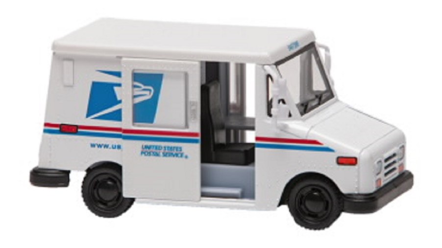 A replica of a USPS postal truck. EVs cost less to maintain than gas powered vehicles.
