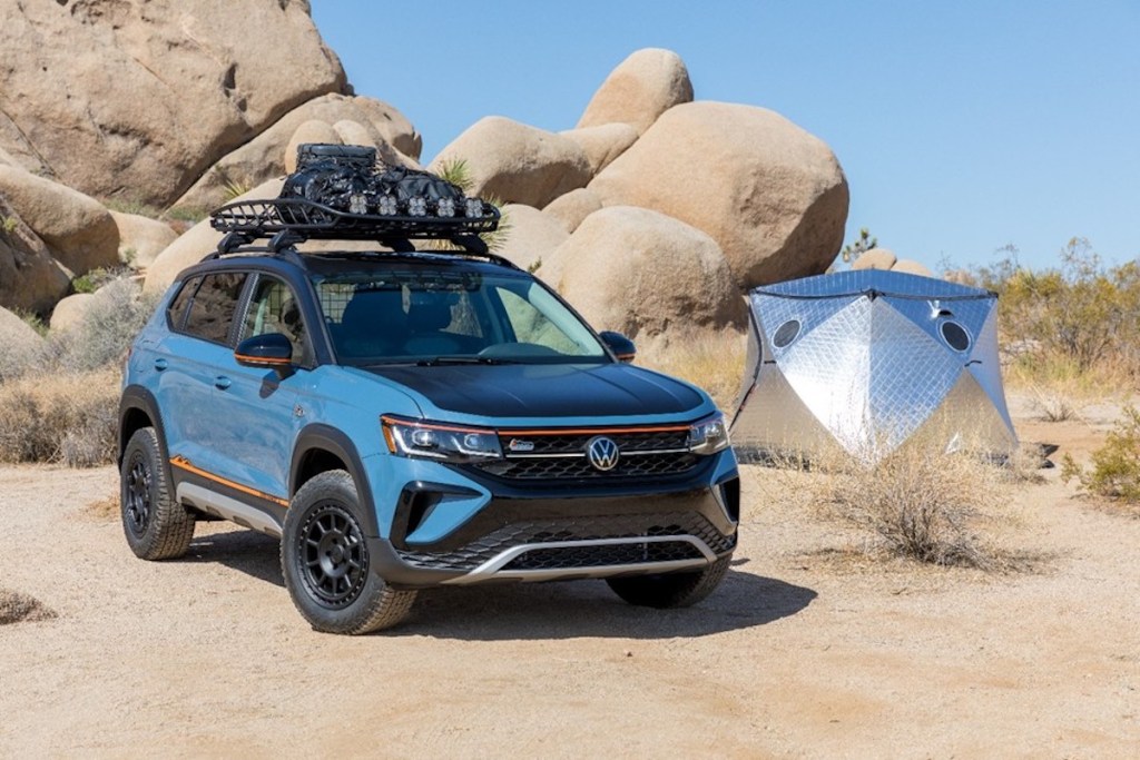 Volkswagen Taos Basecamp concept parked in the desert