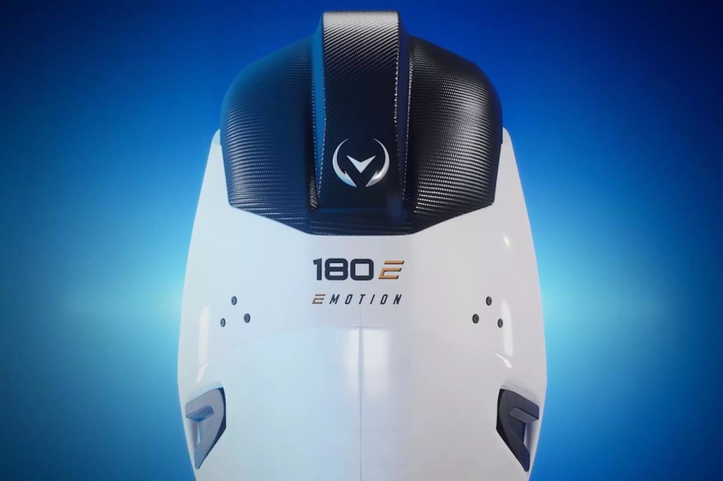 a straight on view of the Vision 180E which is currently the most powerful electric outboard motor. 