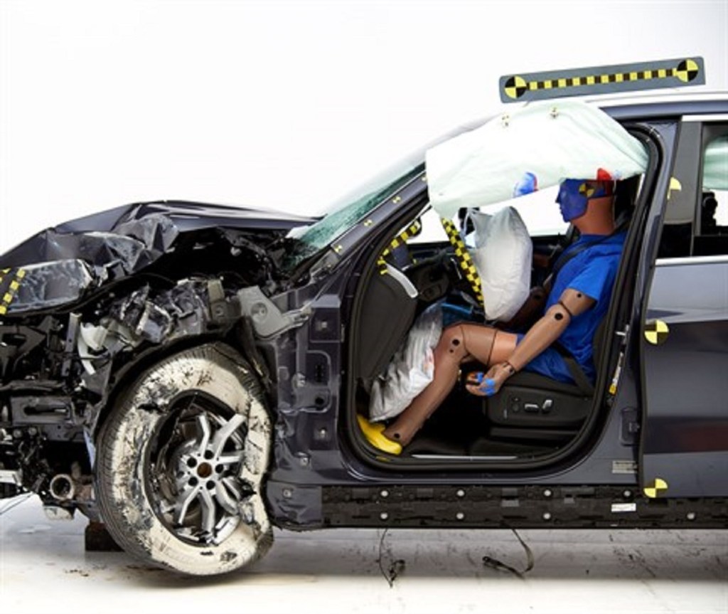 A BMW is crash-tested. Hundreds of people are killed in disabled car accidents every year.