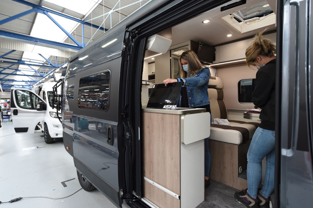 Inside a camper van
