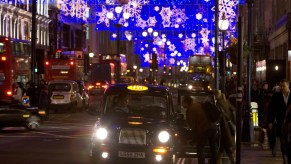 A pair of bright car headlights
