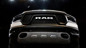 The front grille of a Ram 2500 pickup truck