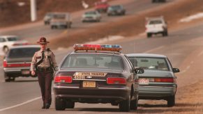 Speeding ticket being issued by Minnesota State Patrol trooper