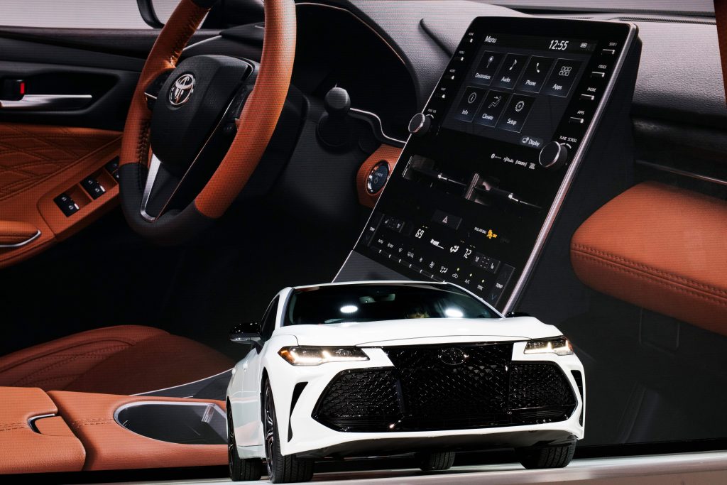A new toyota avalon with a sneak peak of the interior