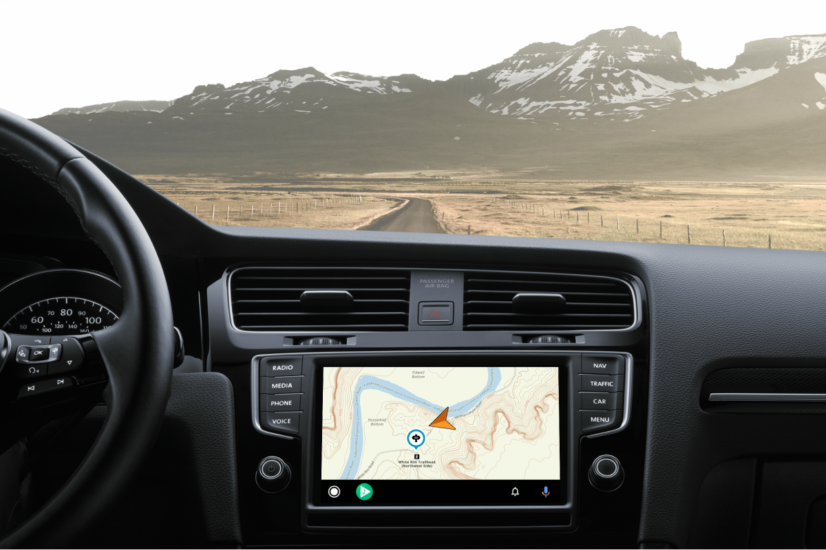 Gaia GPS being used in Android Auto