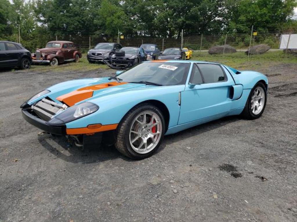 2006 Ford GT in a junk yard awaiting auction
