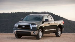 A black 2013 Toyota Tundra parked, the 2013 Tundra is the best used full-size truck under $20,000