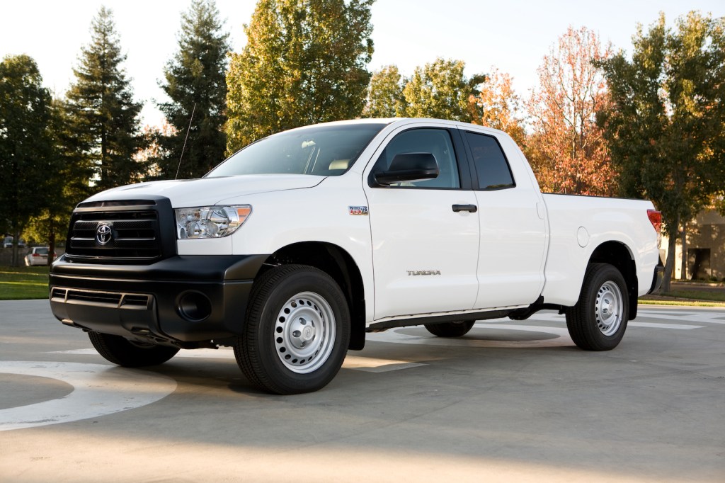 A white 2013 Toyota Tundra parked outdoors.