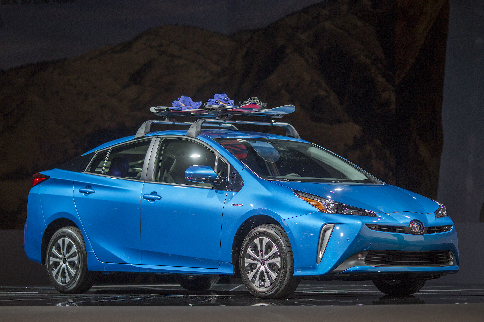 The 2019 Toyota Prius with all-wheel drive on display at AutoMobility LA on November 28, 2018, in Los Angeles