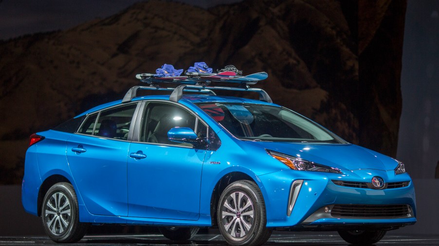 The 2019 Toyota Prius with all-wheel drive on display at AutoMobility LA on November 28, 2018, in Los Angeles