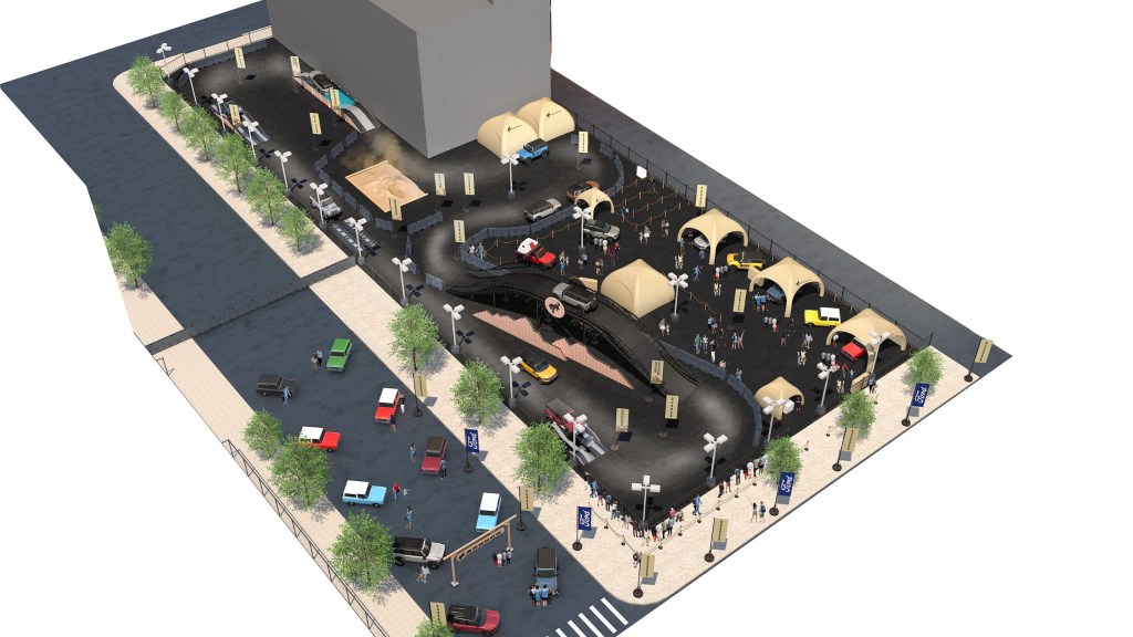 A diagram of the Built Wild Ford Bronco Mountain Experience off-road at the 2021 Chicago Auto Show