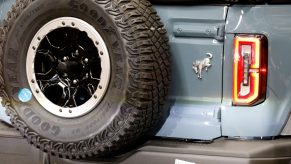 a bucking bronco emblem on a 2021 Ford Bronco