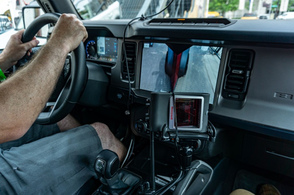 The dashboard and center console in a 2021 Ford Bronco First Edition