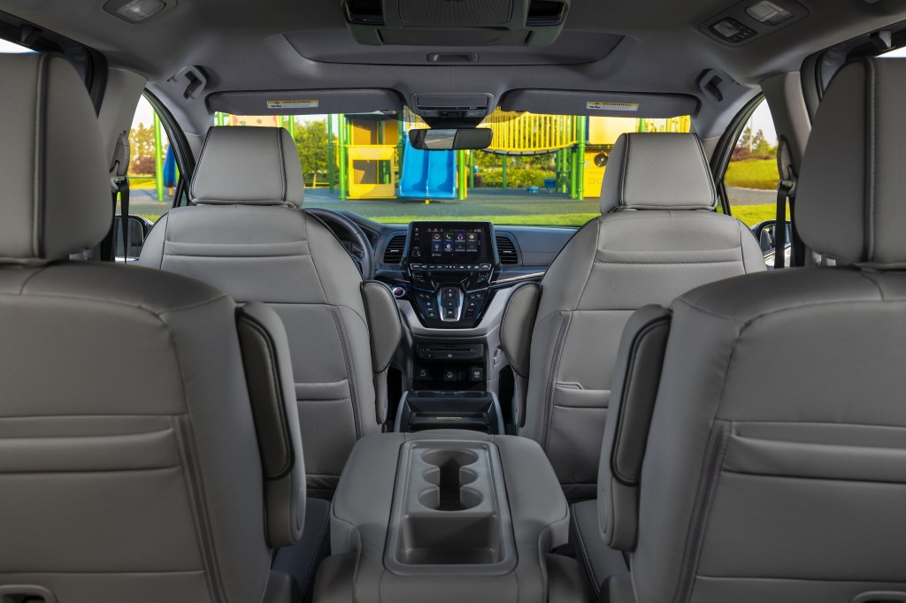 View from the back seat of the cabin of a new Honda Odyssey