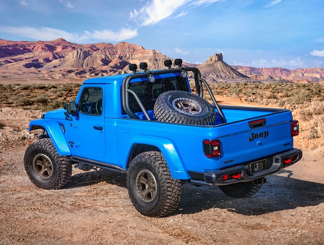 The Jeep J6 Concept two-door truck from the rear 