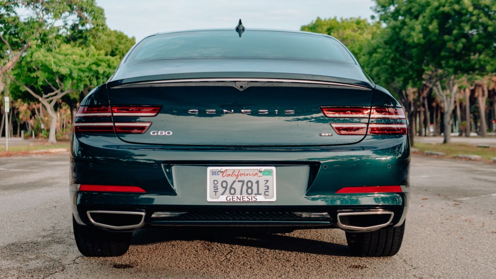 An image of a 2021 Genesis G80 parked outdoors.