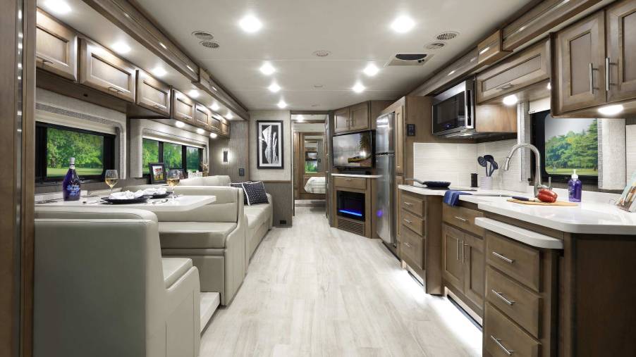 the interior view of the Thor Motor Coach Aria camper windows.