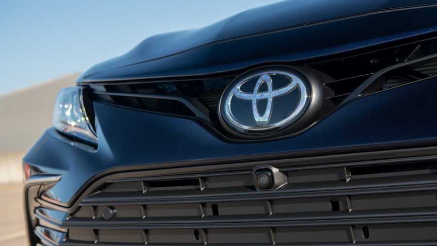 Front badge shown on a 2021 Toyota Camry