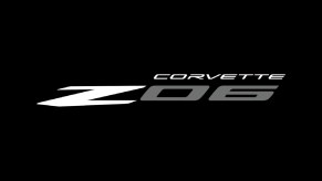 The white-and-gray 2023 Chevrolet Corvette Z06 logo