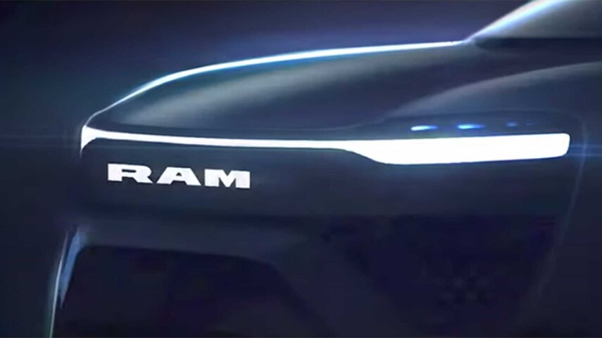The grille of the upcoming 2024 Electric Ram 1500 