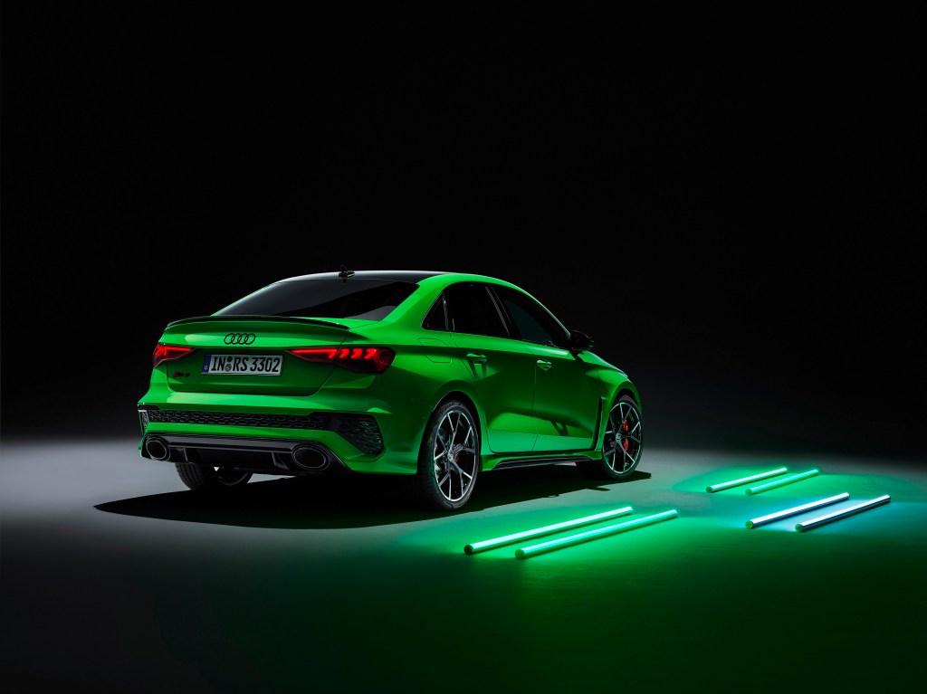 The rear of the Kyalami Green Audi RS3