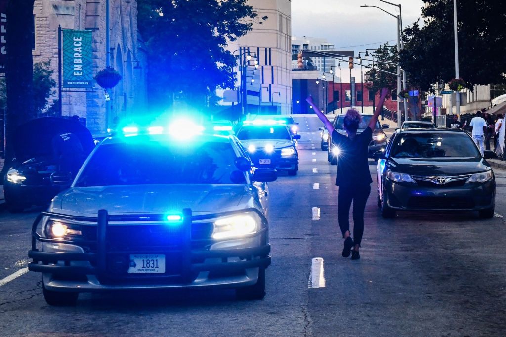 Police cars outside the Georgia State Capitol on June 17, 2020
