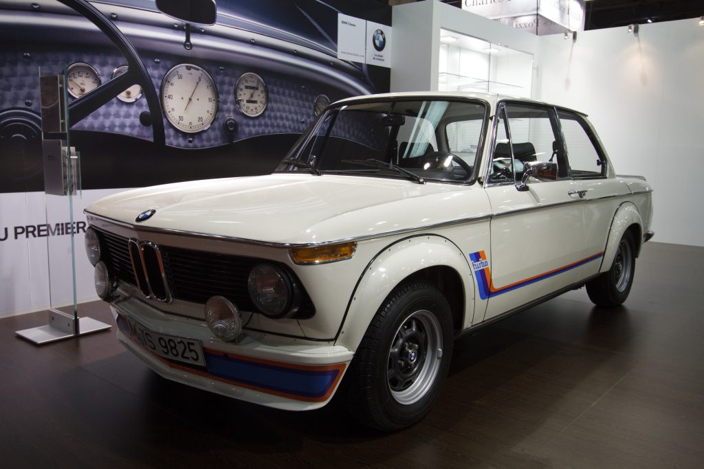 1974 BMW 2002 Turbo on display as part of a BMW exhibit.