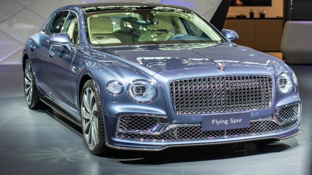 A Bentley Flying Spur car is on display during the 18th Guangzhou International Automobile Exhibition at China Import and Export Fair Complex on November 20, 2020 in Guangzhou, Guangdong Province of China.