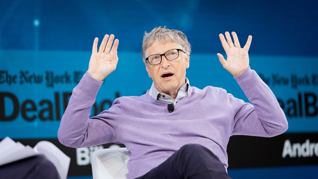 Bill Gates speaks at the 2019 New York Times Dealbook on November 6, 2019, in New York City