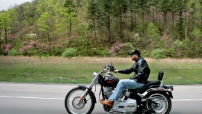 Blake Miller rides the backroads of Kentucky on his new Harley-Davidson motorcycle