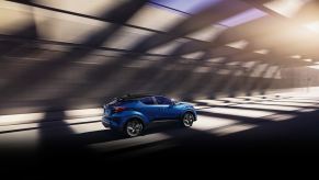 Front angle view of blue Toyota C-HR, 2023 J.D. Power most reliable car