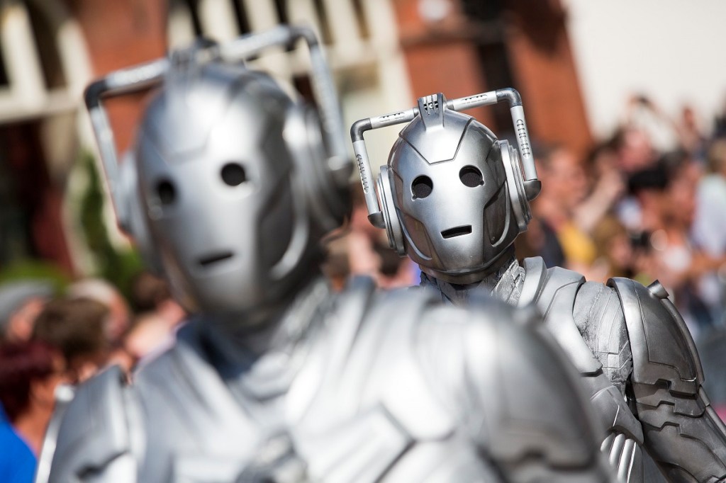 The Doctor Who Cybermen lined up.
