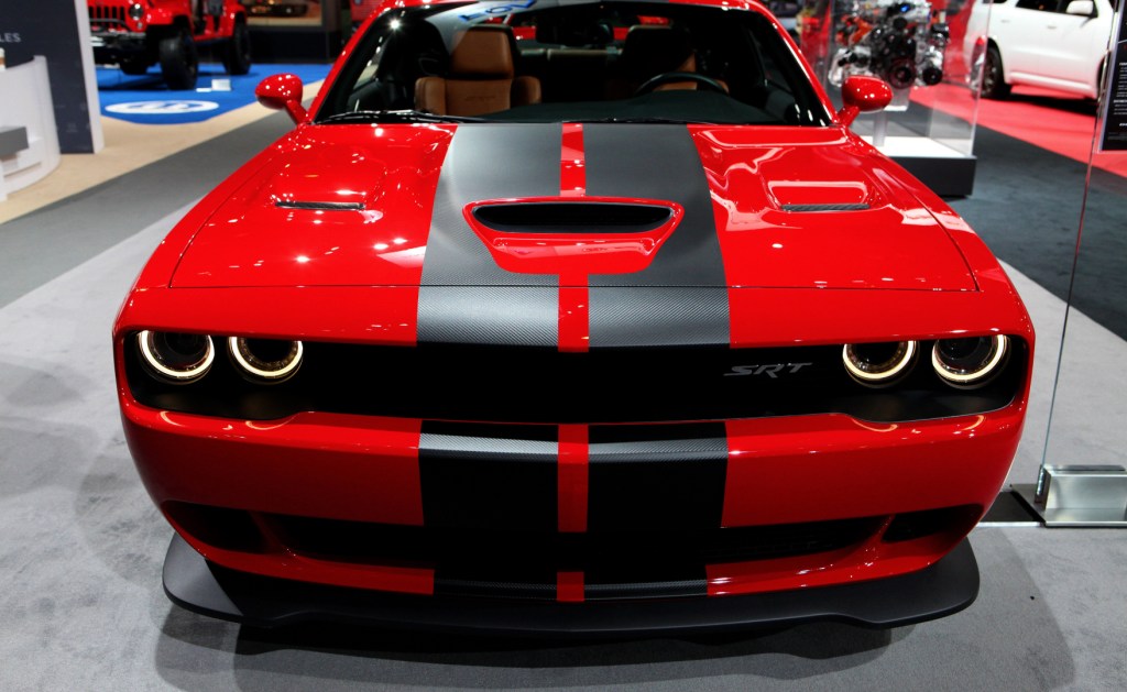 Dodge Challenger SRT Hellcat is on display at the 108th Annual Chicago Auto Show at McCormick Place in Chicago, Illinois on February 11, 2016.