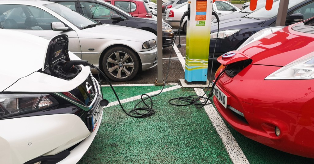 Electric vehicle charging station.
