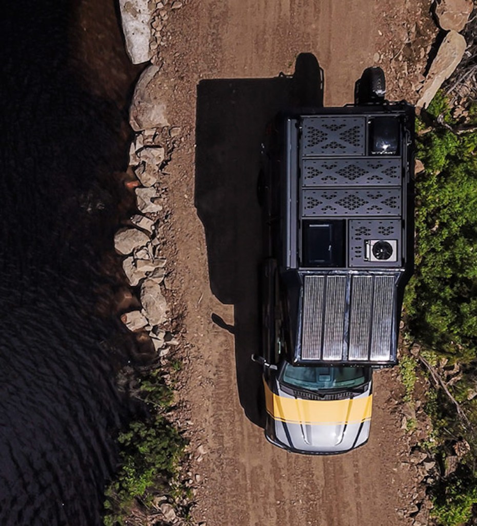 Solar pannels atop the Falcon camper truck