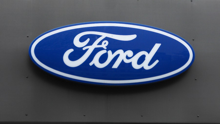 Ford sign is seen on December 14, 2020 in Hamburg, Germany.