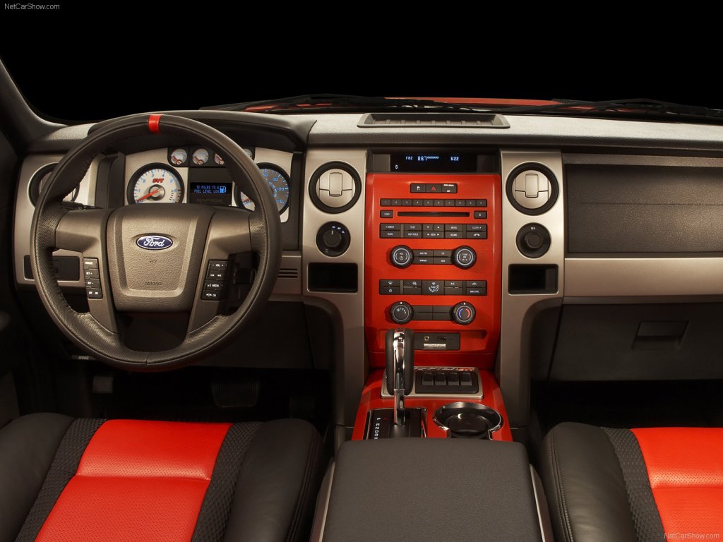 The orange and black interior of the first gen raptor