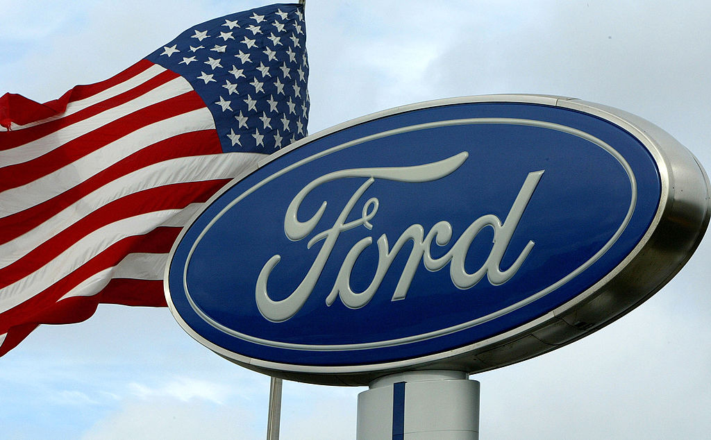 Ford logo and American flag