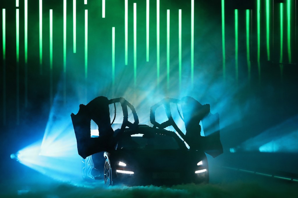 A Lego sportscar is revealed for 'Forza Horizon 4: LEGO Speed Champions' during the Xbox E3 2019 Briefing in Los Angeles in June 2019