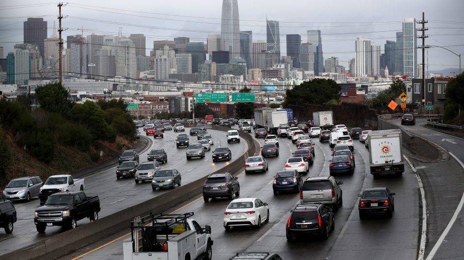 San Francisco traffic on a cloudy morning