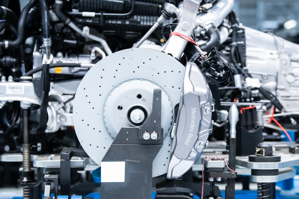 Brakes are assembled from new at one of Mercedes-Benz's factories