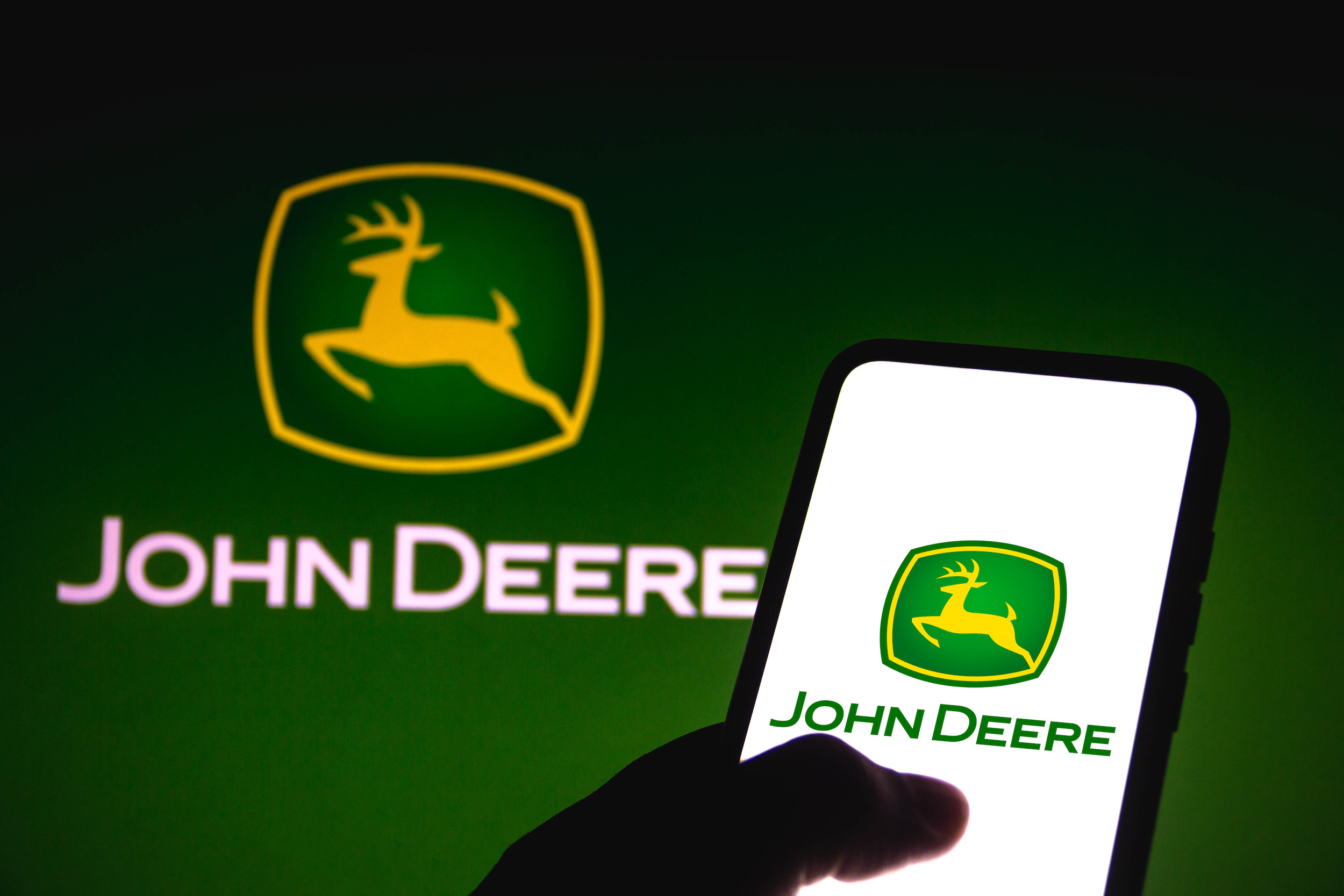 John Deere logo on a smart phone