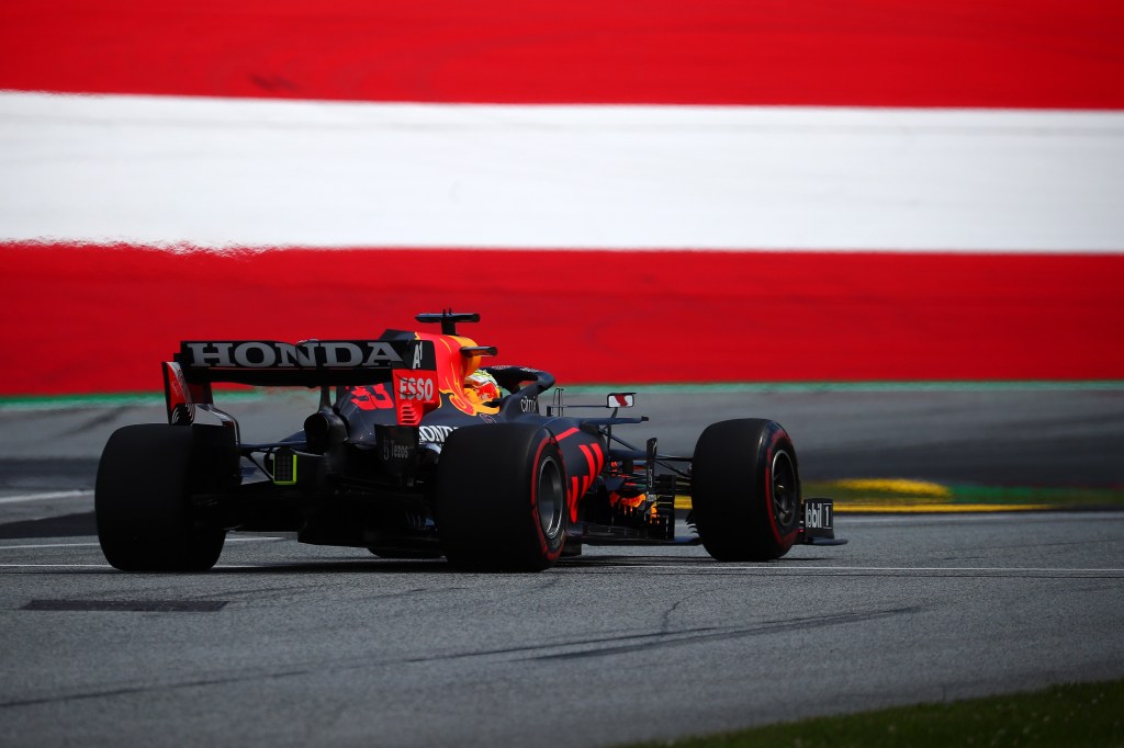 The rear of Max Verstappen's Formula 1 car in Austria