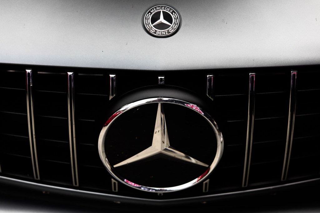 The grille of a Mercedes-Benz luxury car