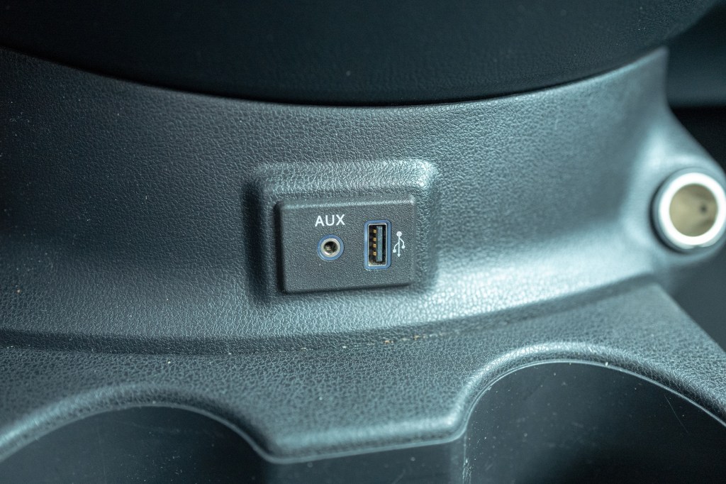 A USB port in a car
