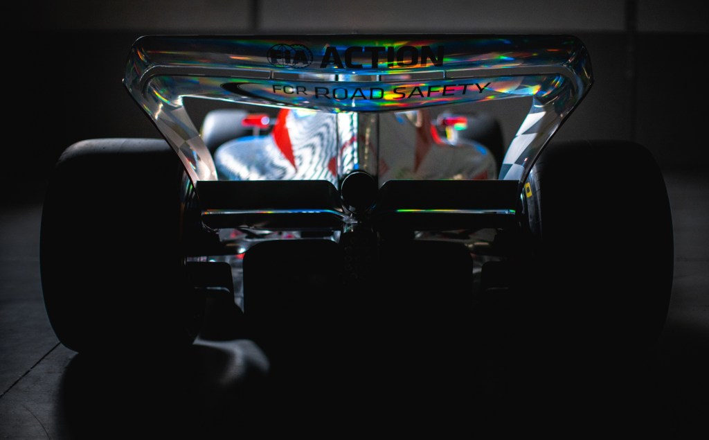 The curvy, slightly trapezoidal shape of the 2022 Formula 1 car