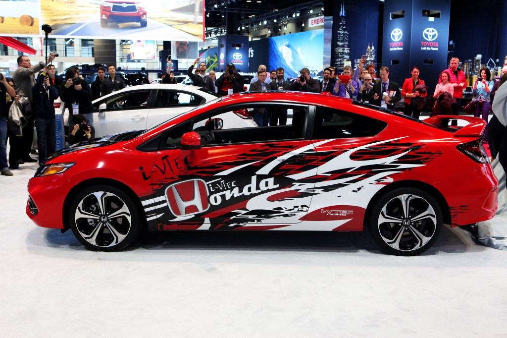 A red Honda Civic Si. 