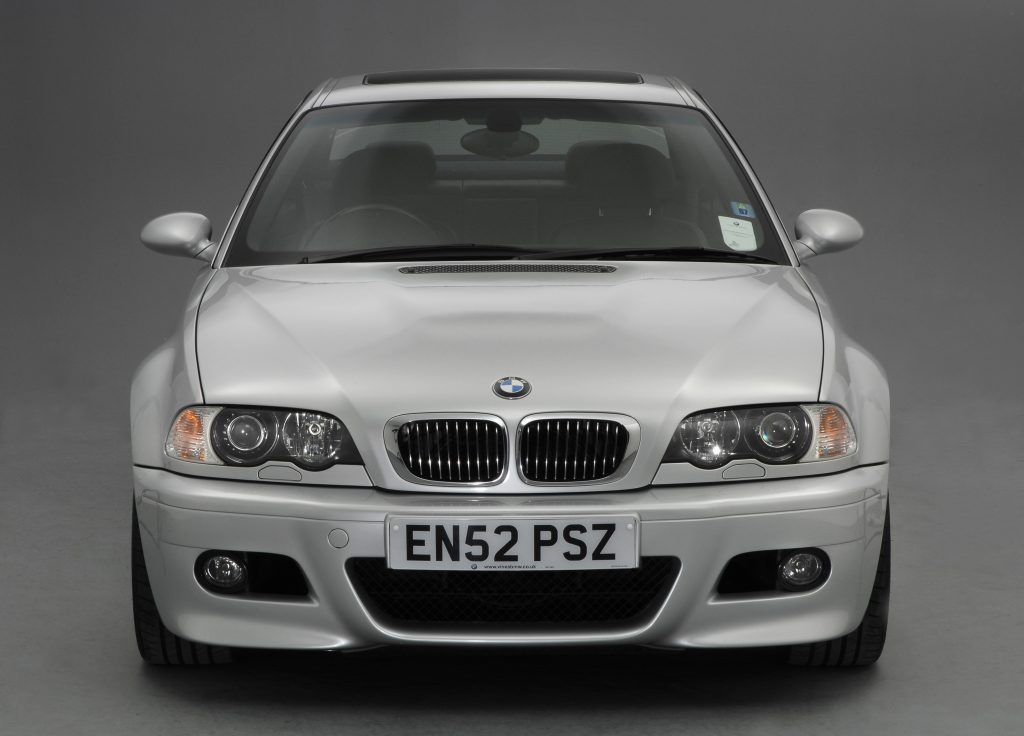 A Silbergrau Metallic E46 M3 photographed from the fron 