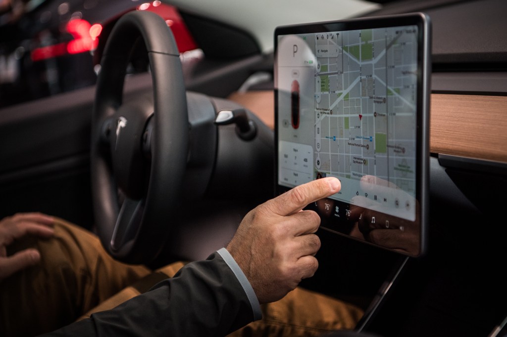 Tesla's in-car navigation in use